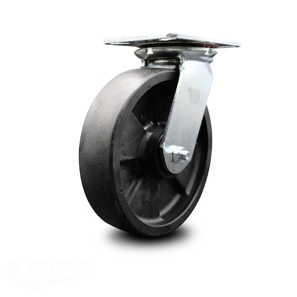 8 Inch Heavy Duty Top Plate Glass Filled Nylon Swivel Caster with Ball Bearing